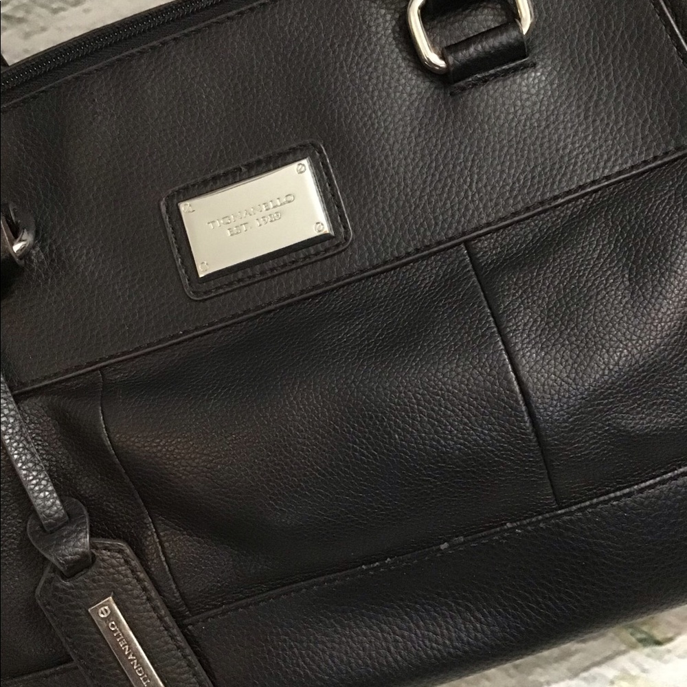 SOLD.  Satchel Hand Bag Black Leather - Picture 3 of 8